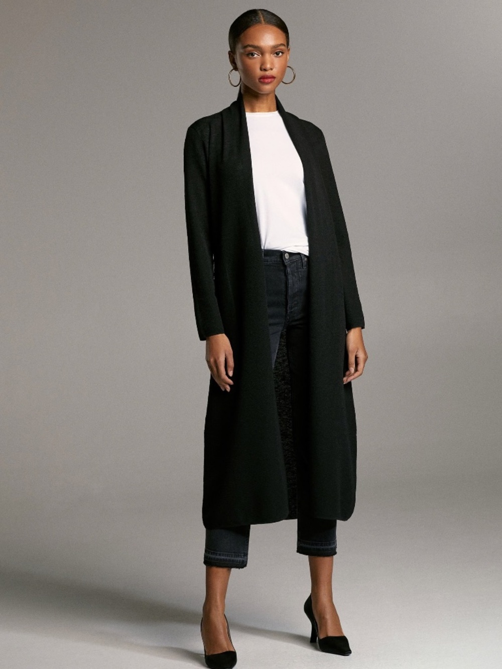 NWT Babaton Aritzia Kirby Black Merino Wool Blend Long Line Cardigan Sweater XS